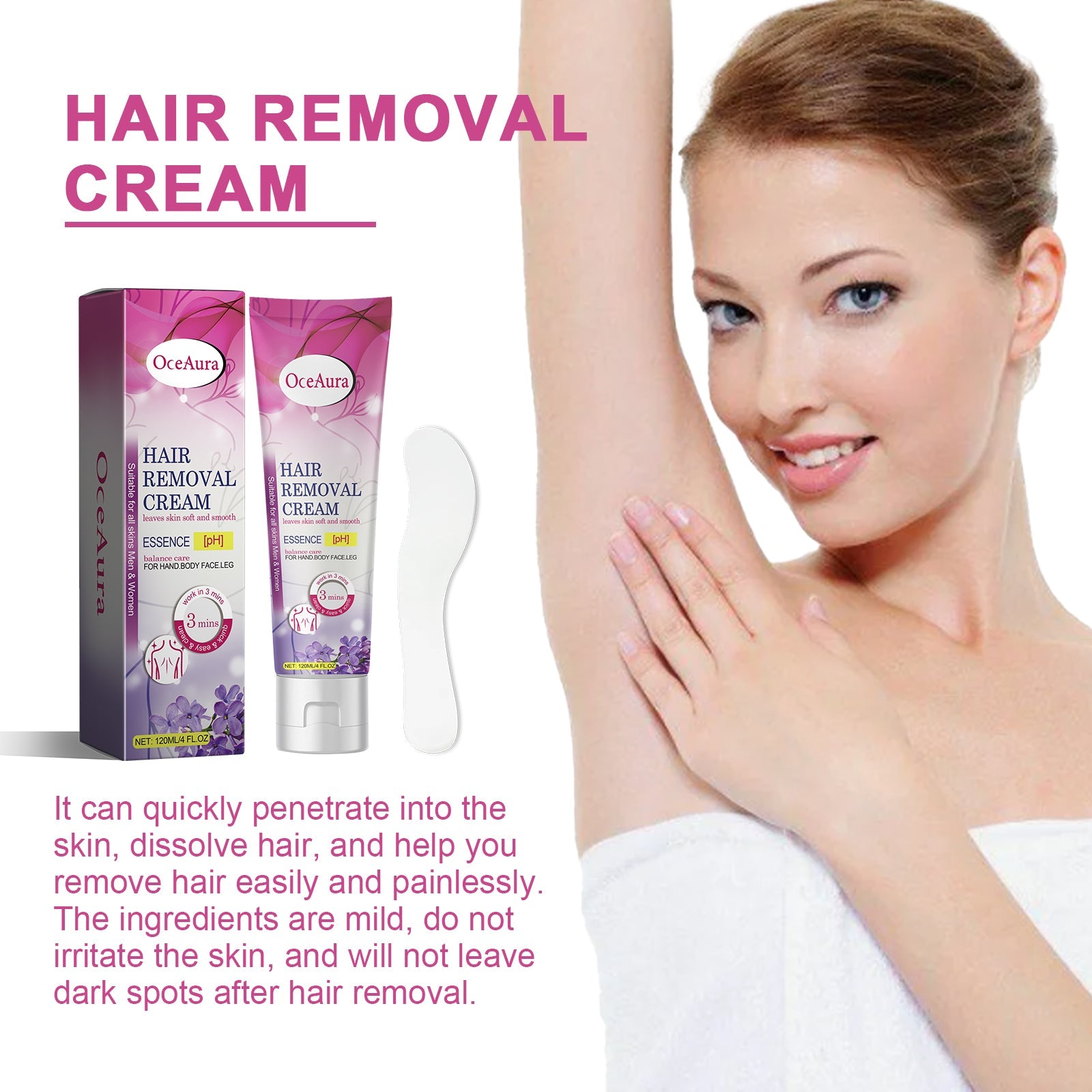 Hair Removal Cream, Body Underarm Gentle Depilation Does Not Irritate Delicate And Smooth Skin Depilation Cream