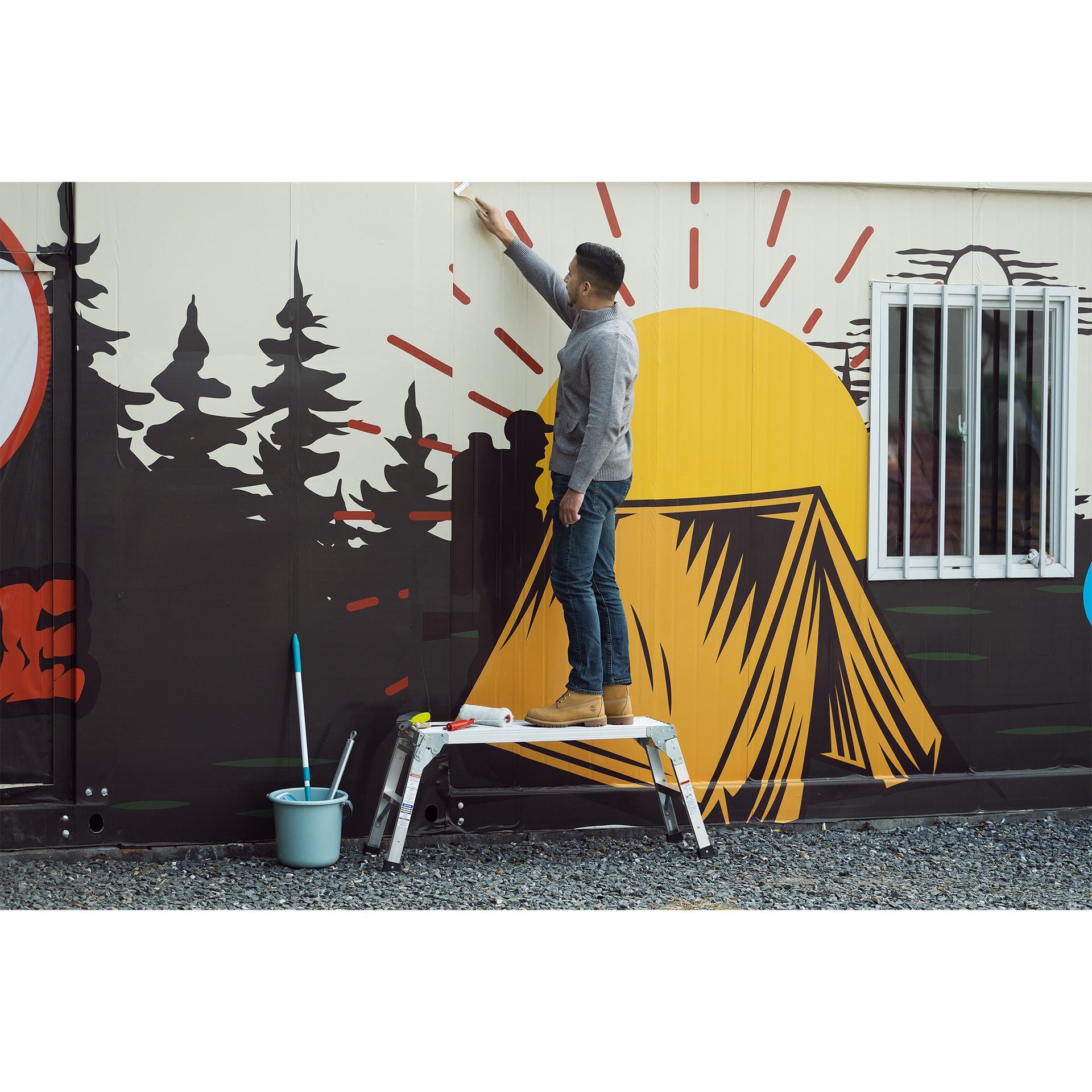 Work Platform Aluminum Portable Bench Folding Ladder ANSI Capacity 225 LBS 40