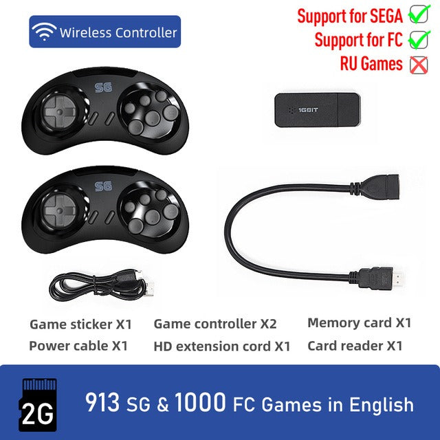 16 bit Classic Retro MD Sega Gaming Console Home HDMI HD TV Gaming Console Wireless Doubles Gaming Console