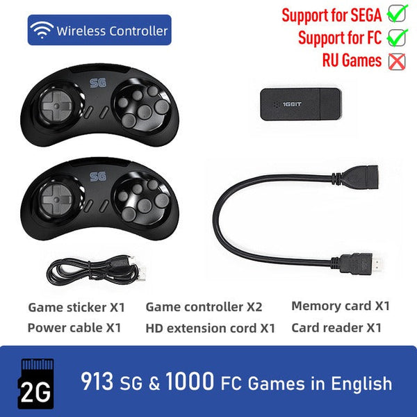 16 bit Classic Retro MD Sega Gaming Console Home HDMI HD TV Gaming Console Wireless Doubles Gaming Console