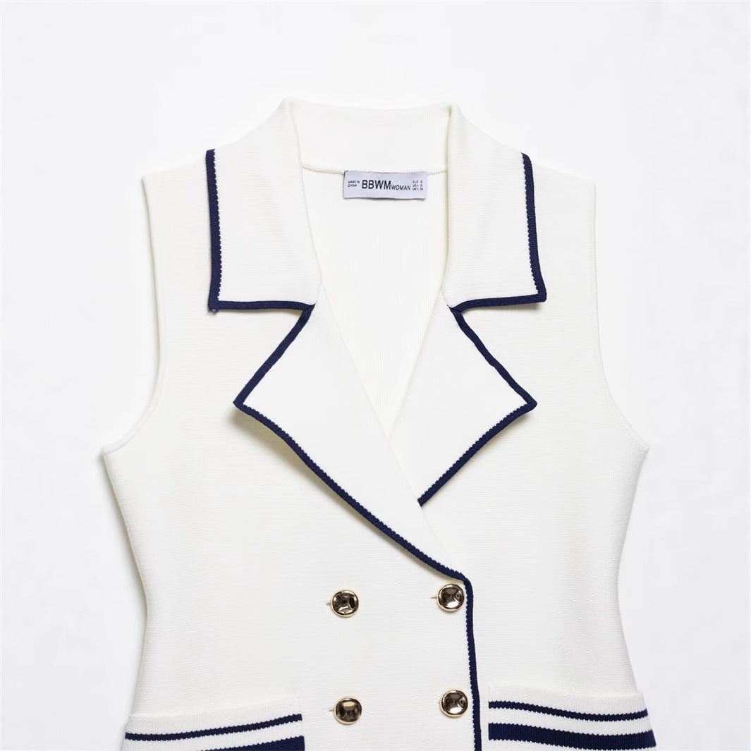 Summer New  Style Women's Fashion Temperament Sleeveless Trim Knit Tank Top