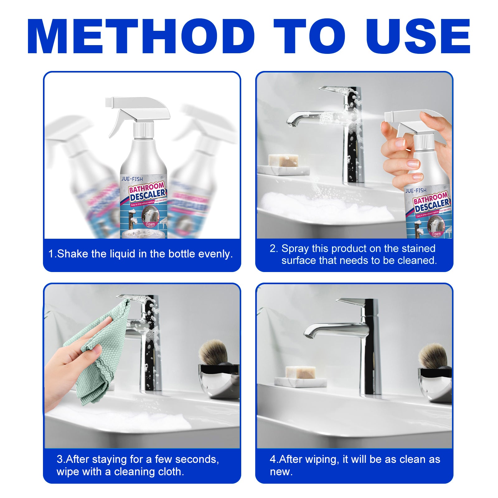 Bathroom Cleaner, Shower Room Glass Scale Cleaner Stainless Steel Wash Basin Bathtub Decontamination