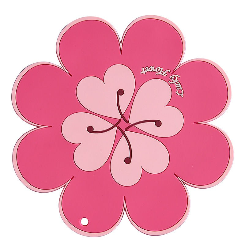 Lucky Flower Heat Insulation Mat Simple Wind Table Heat Insulation Mat Anti scalding Bowl and Dish Mat Household Plate Mat PVC Mat