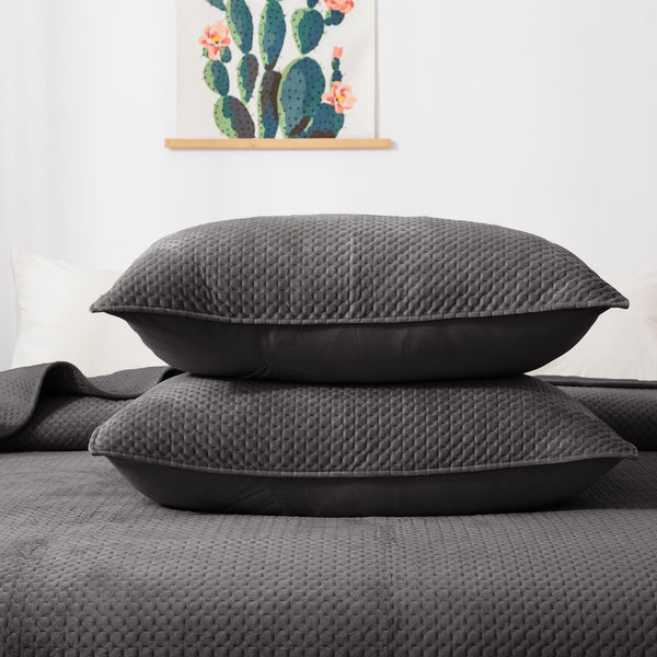 Kasentex All Season Cozy Velvet Quilt Set with Shams, Queen, King, Room Decor, Graduation Gifts