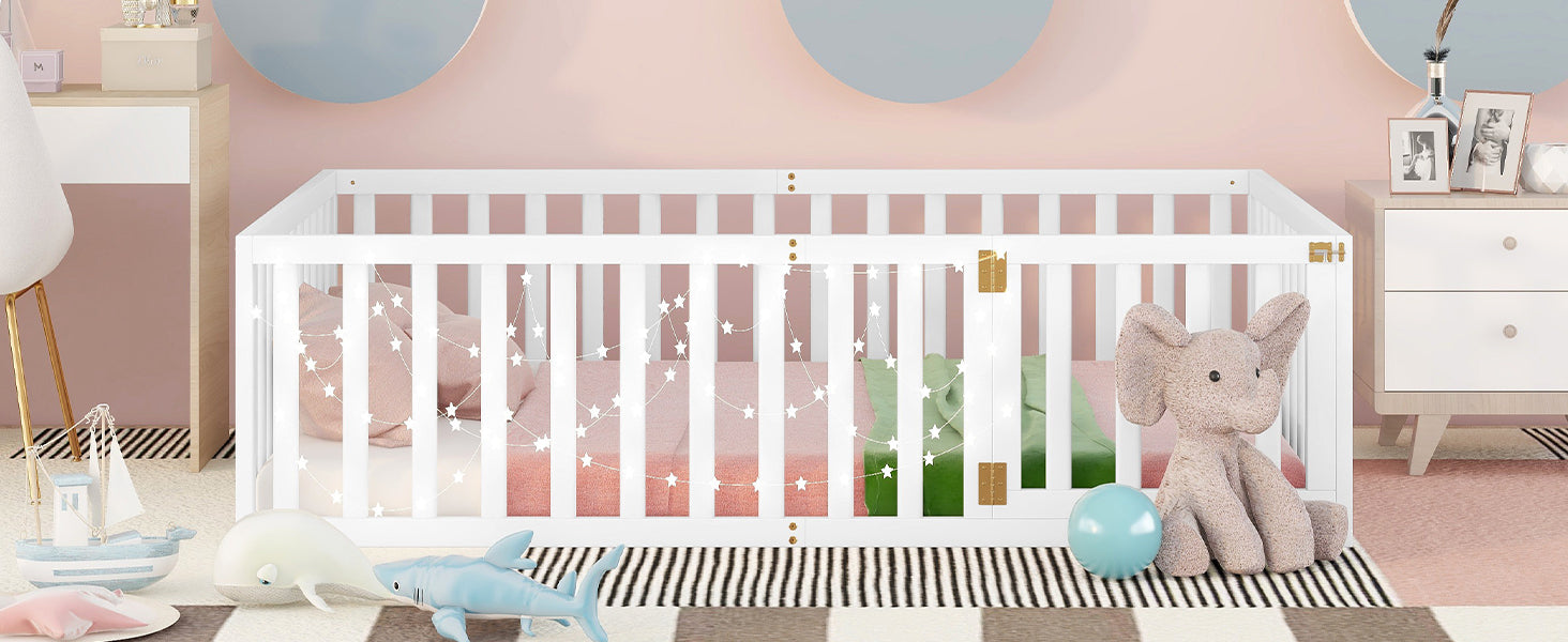 Full Size Wood Daybed Frame with Fence White(OLD SKU:WF289662AAK)