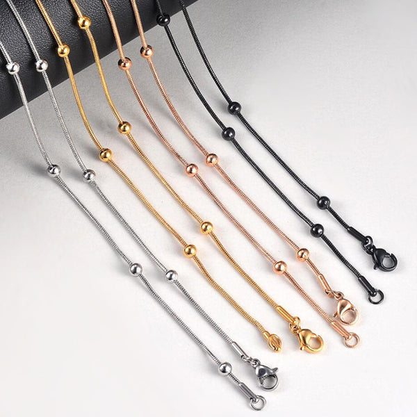 Fashion stainless steel round snake bag bead chain multi-color accessory chain necklace collarbone chain