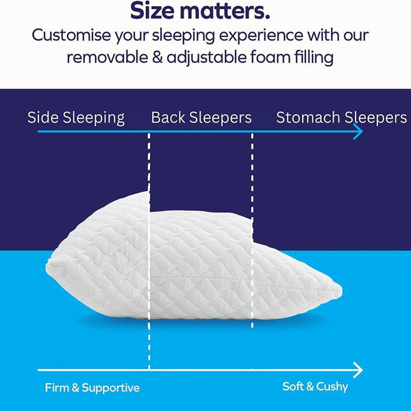 Shredded Memory Foam Bed Pillows for Sleeping, with Washable Removable Bamboo Cooling Sleep Pillow for Back and Side Sleeper