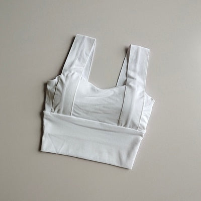 Yoga Bra Women Shockproof Sports Bra  Running Workout Gym Top Gathering Widened Shoulder Belt Bra Short Vest Tops