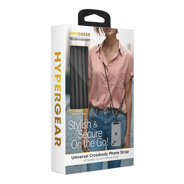 HyperGear TECHcessories Black Braided Rope Universal Crossbody Phone Strap