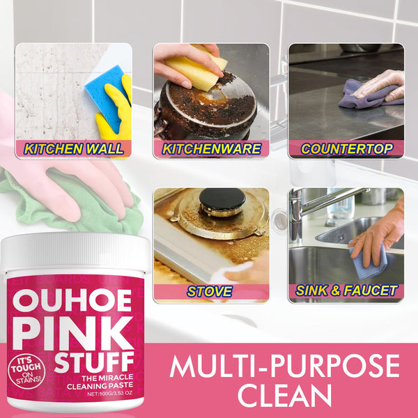 Home Gentle Multi-Functional Cleaning Cream, Clean Kitchen Heavy Oil Dirt General Pink Barrel Cleaning Powder