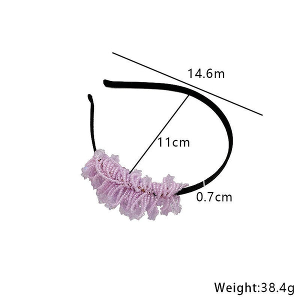 Handmade rice bead tassel flower side hair hoop for women