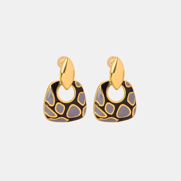 Geometric glazed enamel leopard print earrings fashionable and elegant accessories