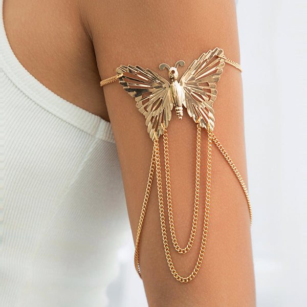 Metal Wind Su Chain, Punk Arm Ring, Exaggerated Women's Open Butterfly Arm Bracelet