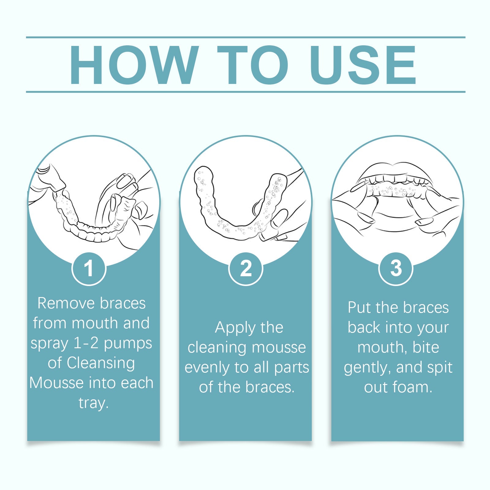 Braces Cleansing Mousse, Teeth And Mouth Fresher Corrector Gentle Cleansing Foam