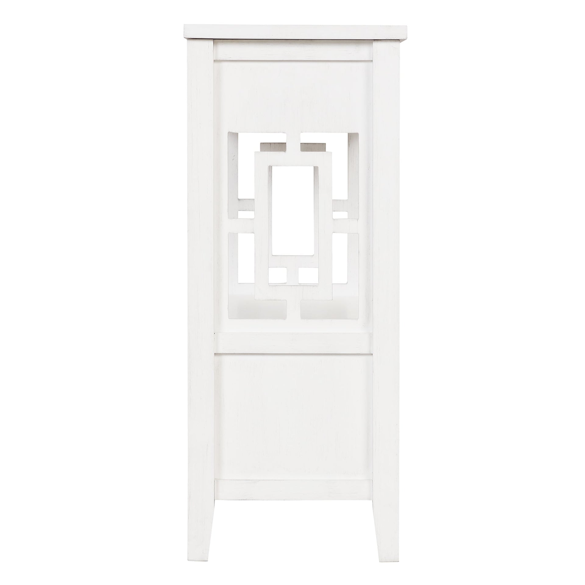 36'' Farmhouse Pine Wood Console Table Entry Sofa Table with 4 Drawers & 1 Storage Shelf (Antique White)