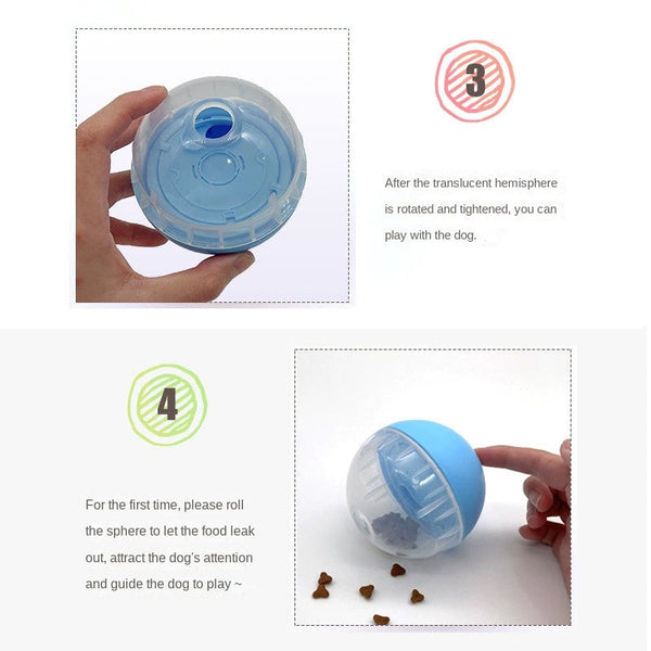 Pet Feeder Wobble Bowl Dog Food Dispensing Ball Chew-Resistant Intelligent Training Toy Cat and Dog Play Ball
