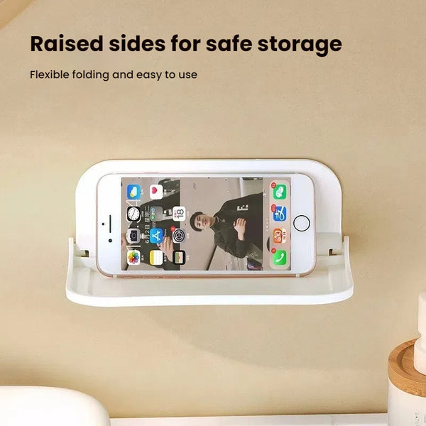 New Foldable Punch - Free Wall - mounted Plastic Floating Shelf for Bathroom and Toilet, Ideal for Towel and Clothes Storage