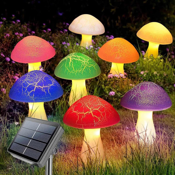 Solar mushroom light lawn LED ground plug light string outdoor waterproof one to eight plant decorative light