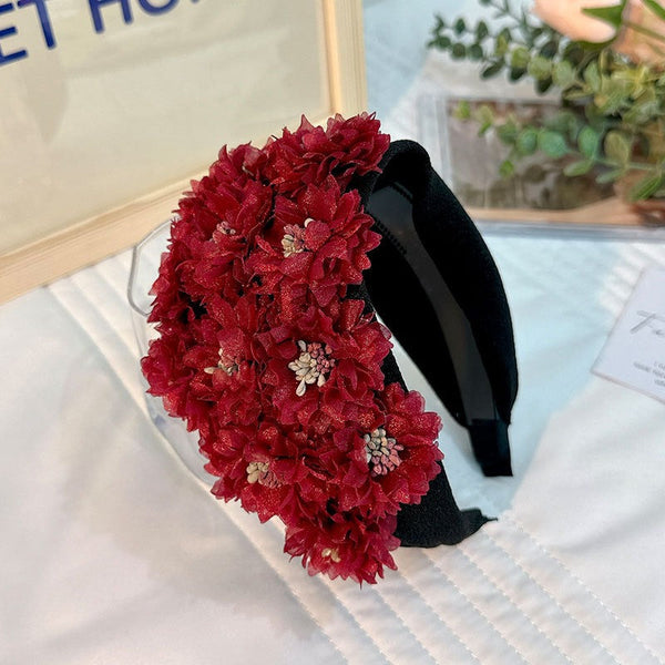 Flower series fashionable wide edge handmade fabric headband headband for women