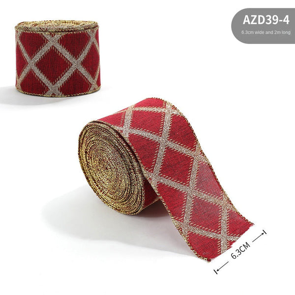 Christmas ribbon imitation linen ribbon decoration bow accessories snowflake Christmas ribbon in stock