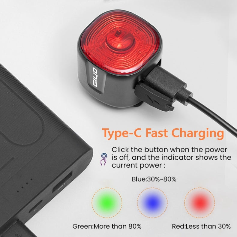 Bicycle Smart Brake Tail Light MTB Road Bike Auto Brake Sensing Light SB Rechargeable IPX6 Waterproof LED Warning Rear Lamp