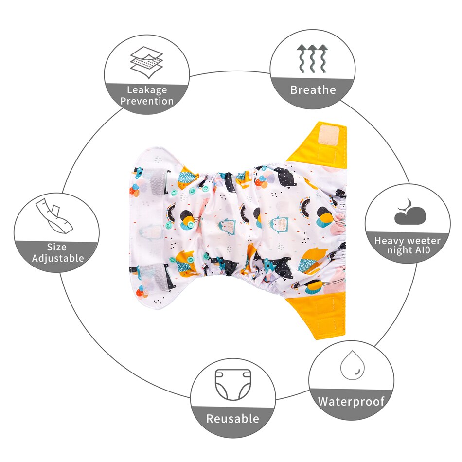 Happy Flute 1 pcs heavy wetter night AIO AI2 baby cloth diaper nappy one size fit all