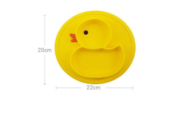 Cute Small Yellow Duck Silicone Happy Baby Kids Anti-drop Suction Table Food Tray Place mat Plate Bowl Mat