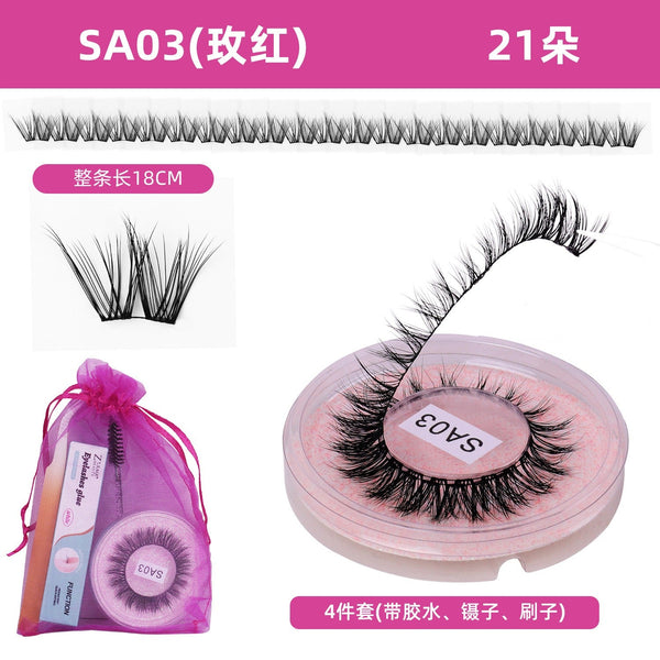DIY false eyelashes set whole cut eyelashes European and American thick curling travel size eyelash combination
