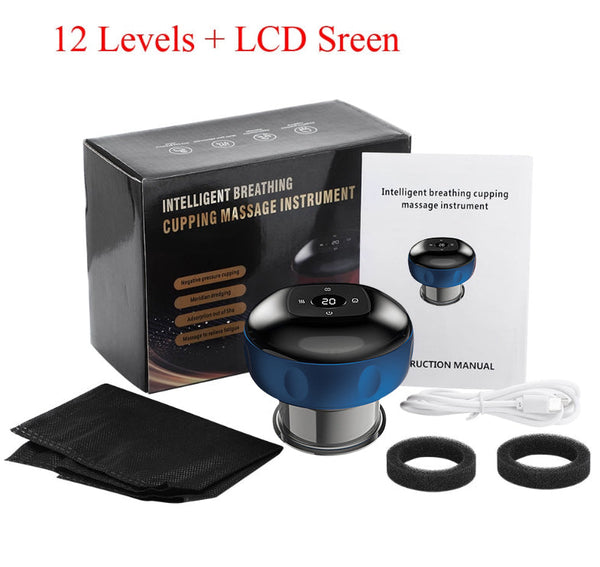 Electric Cupping Massager Scraping and Cupping Therapy Red Light Heating Vibration Pressotherapy Rechargeable Pain Relief