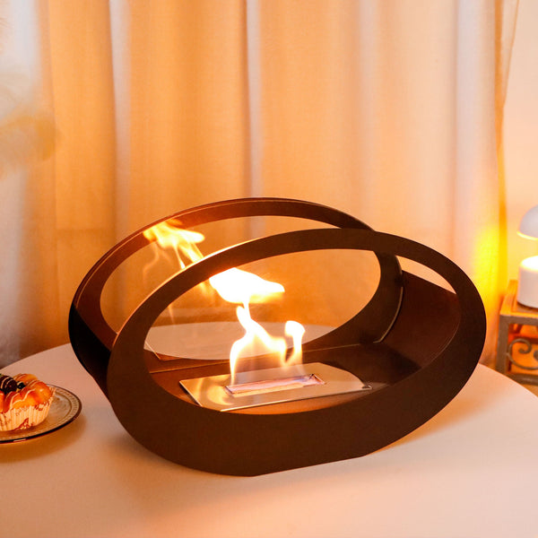 Alcohol fireplace real fire cruise ship oval glass tabletop fireplace metal storm heating wall