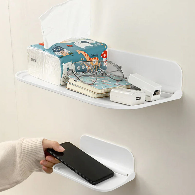New Foldable Punch - Free Wall - mounted Plastic Floating Shelf for Bathroom and Toilet, Ideal for Towel and Clothes Storage