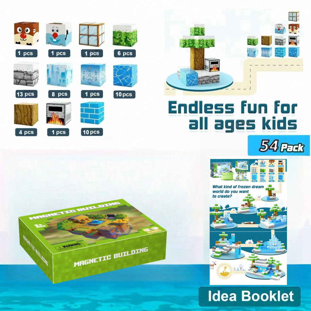 My Building World Magnetic Cube DIY Cherry Blossom Mountain Children's Educational Puzzle Assembly Toy Gift