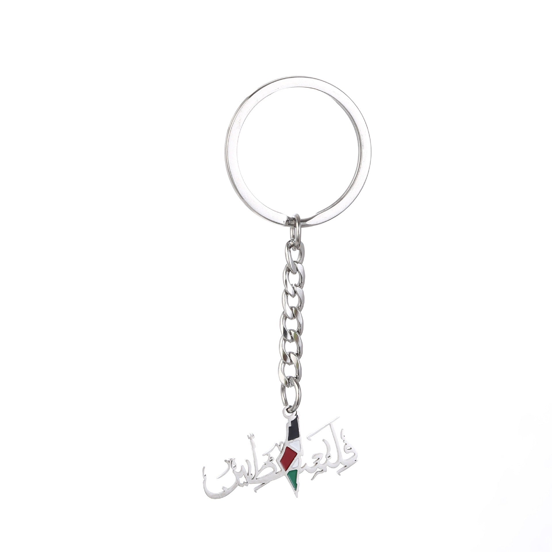 Israel Palestine Map Flag Drip Oil Stainless Steel Keychain Fashion Men's and Women's Stainless Steel Keys