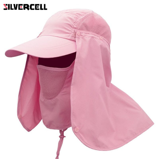 Sun Caps Flap Hats 360 degree Solar UV Protection Sun Hat Summer Men Women Sun Visor Cap Folding Removable Neck Face Mask Head
