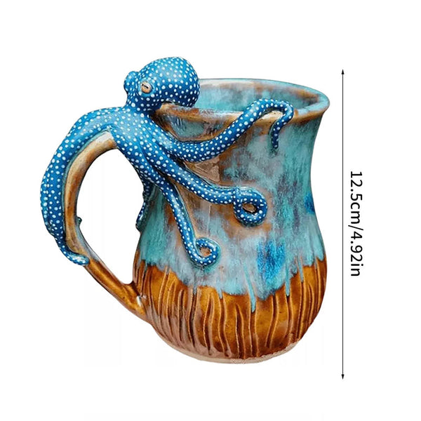 Handmade Deep Blue Octopus Mug. For Hot & Cold Drinks