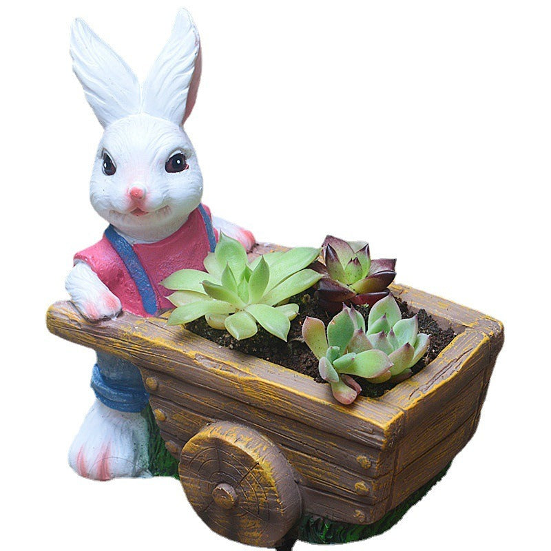 Succulent plant small flower pot rabbit flower pot resin ornament