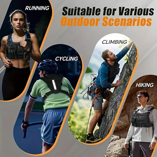 Men's Tactical Chest Bag - EDC Waterproof Anti-Theft Vest for Outdoor Cycling & Running