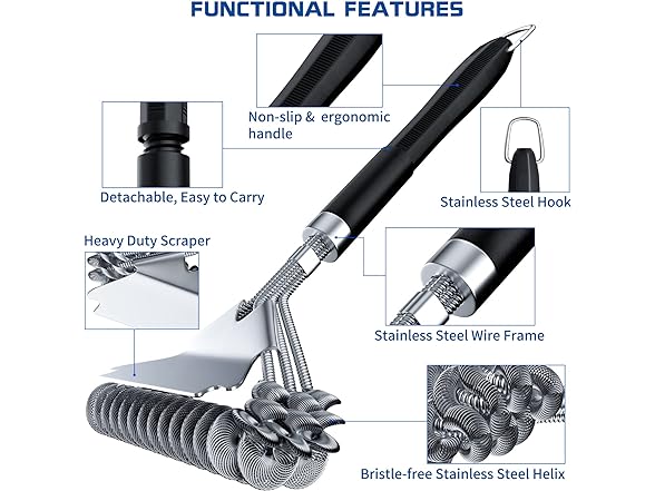 Grill Brush and Scraper Bristle Free, Grill Brush for Outdoor Grill, 17