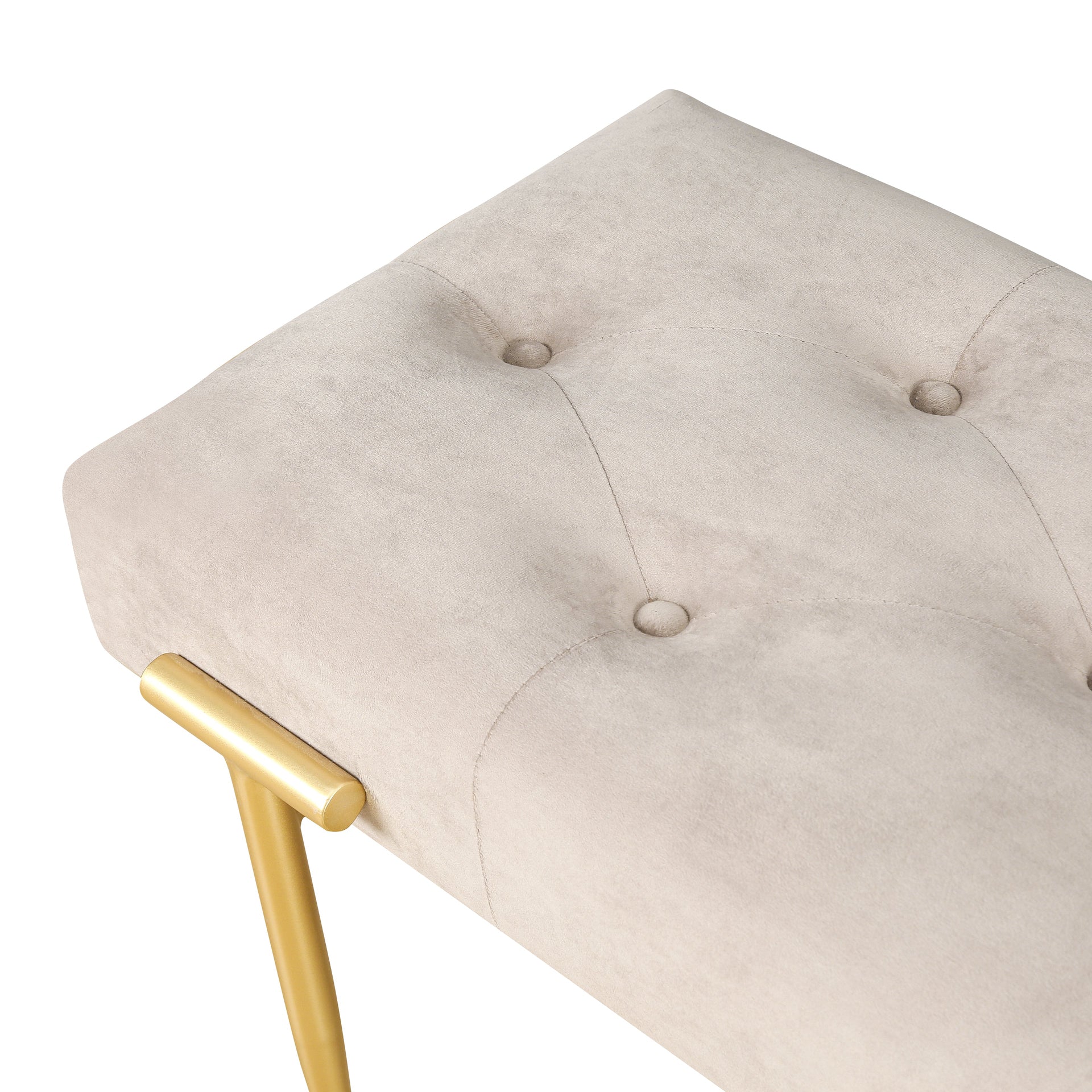 48'' Modern Ottoman Bench Velvet Bench Upholstered Footrest With Gold Metal Legs And Padded Seat For Bedroom Living Room