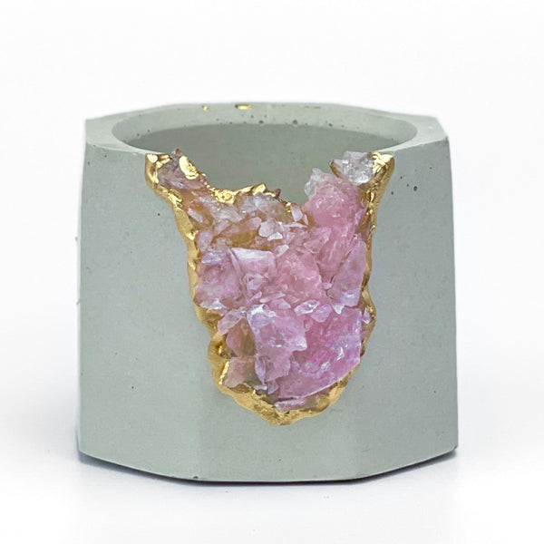 Raw ROSE QUARTZ GEODE PLANTER