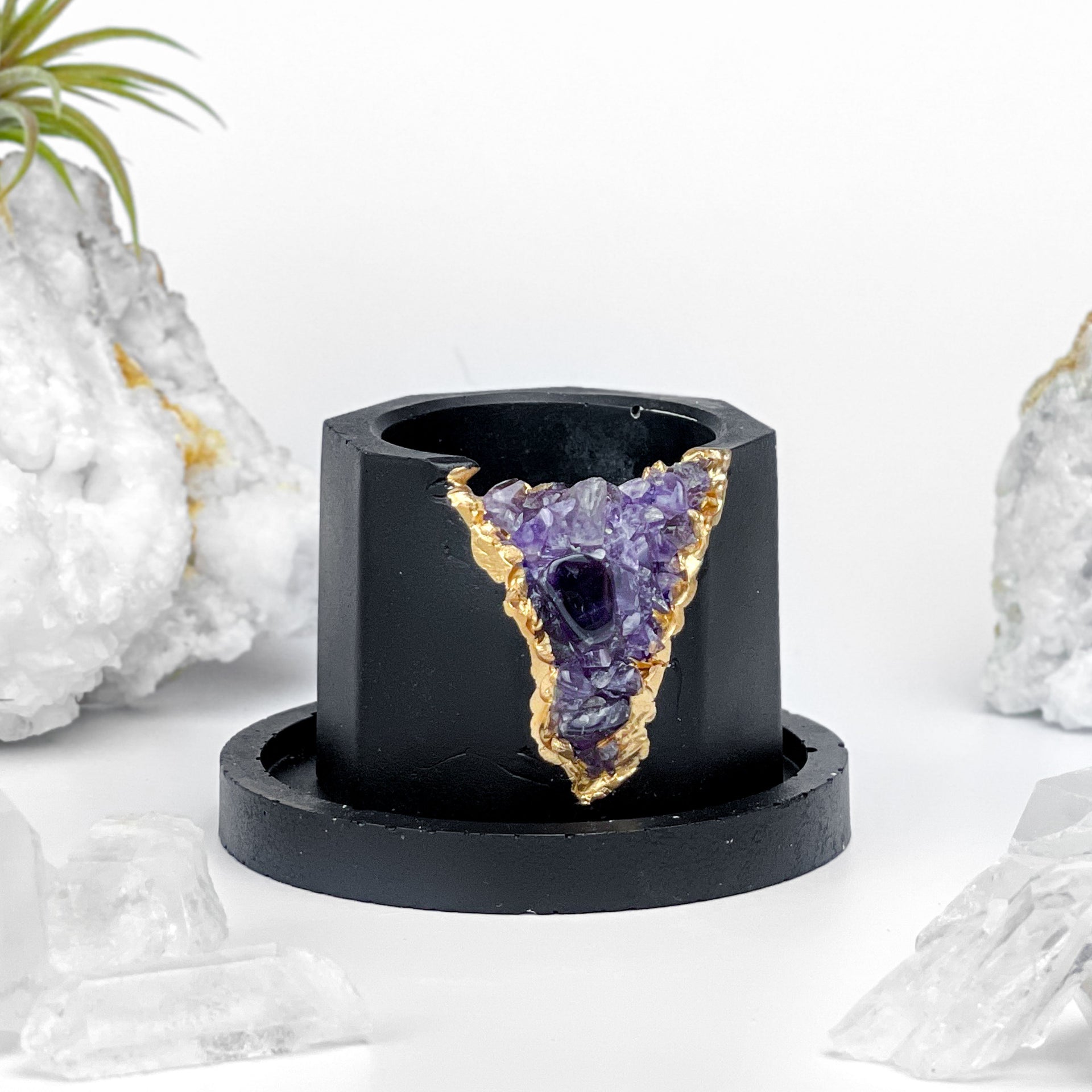 Black AMETHYST GEODE PLANTER