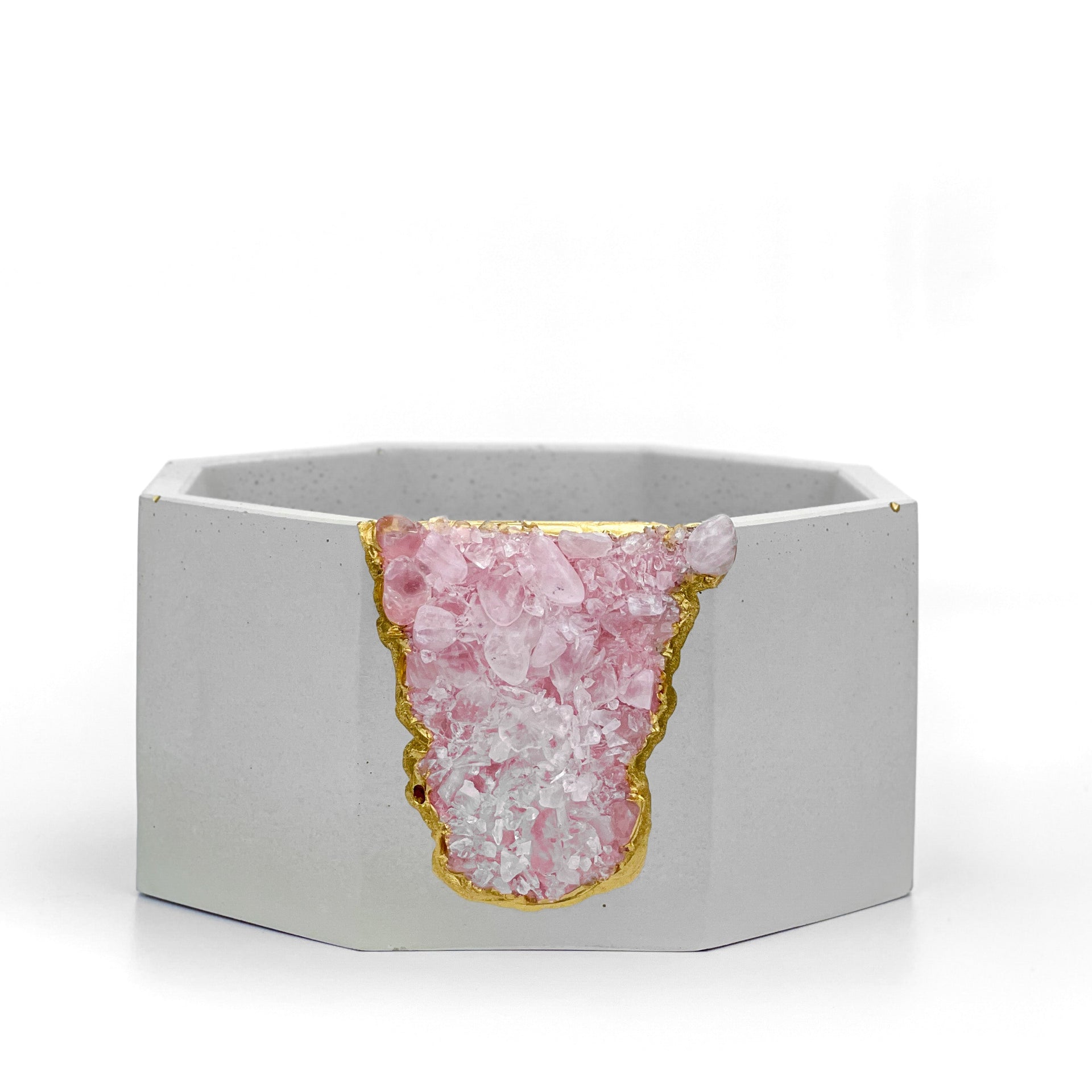 ROSE QUARTZ GEODE PLANTER