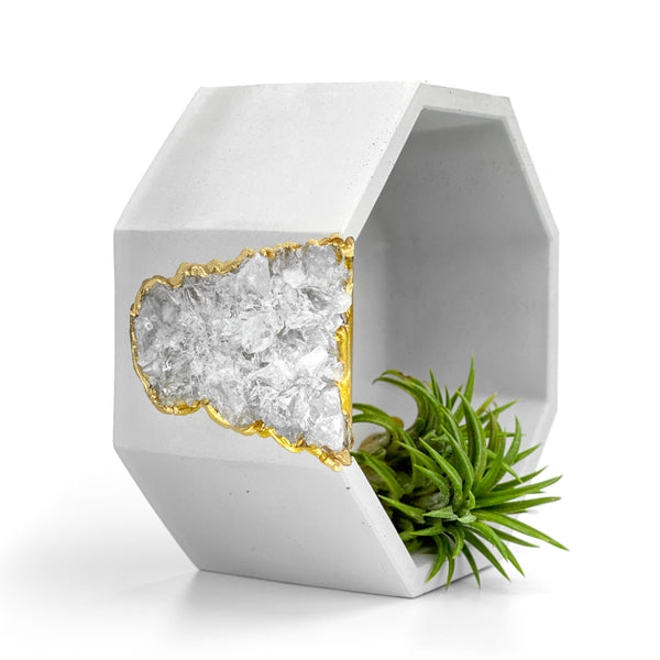 Raw CLEAR QUARTZ GEODE PLANTER