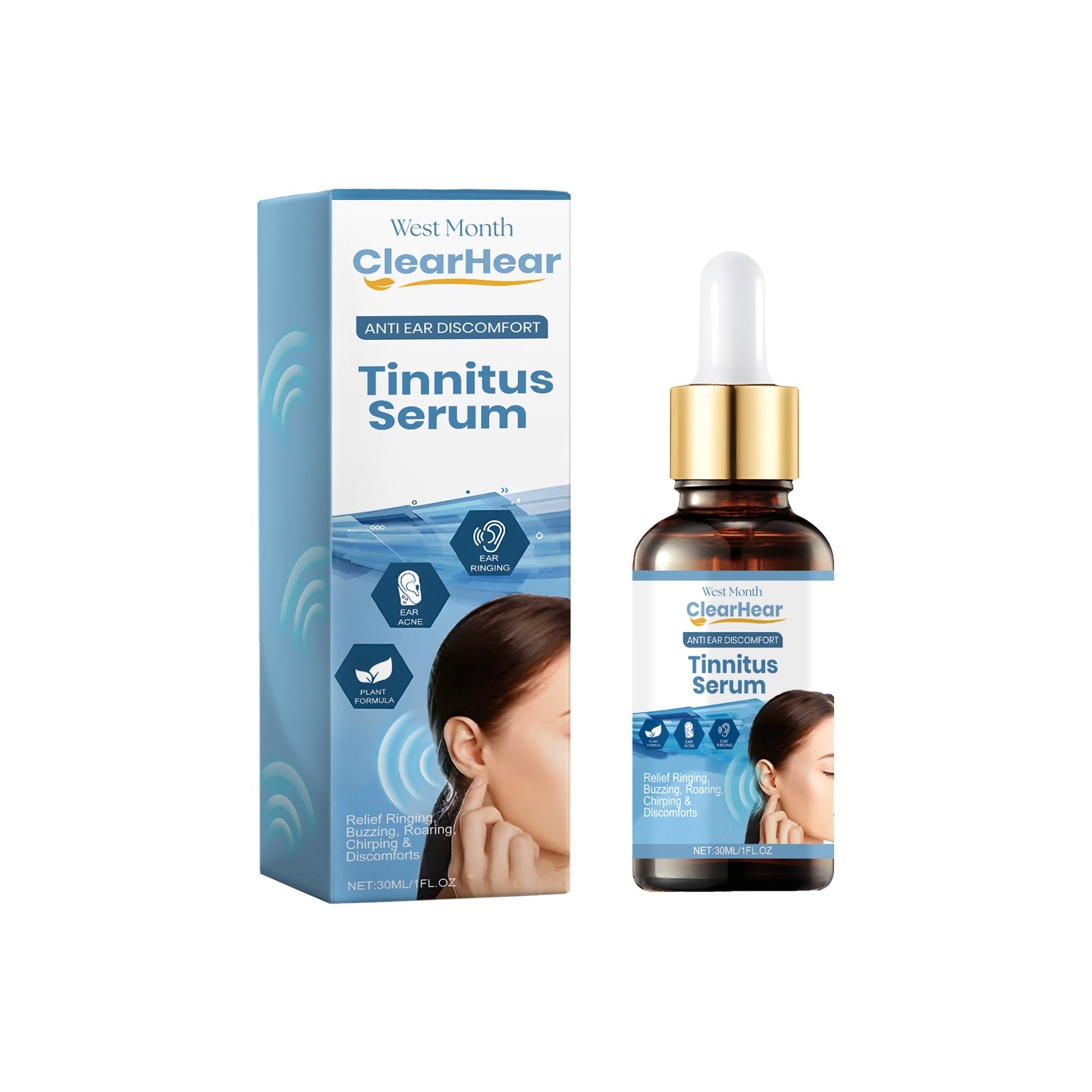 Tinnitus Serum, Cochlear Care Solution Ear Canal Cleaning Repair Tinnitus Ear Itching Ear Plugs Ear Acne Relief