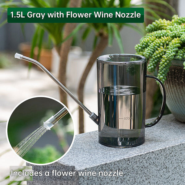 New 1.5L garden watering can, large-capacity detachable watering device, stainless steel long-spout home garden supplies
