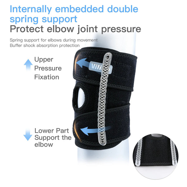 Outdoor fitness soccer bike elbow guard with spring support, breathable pressure fixing protective gear
