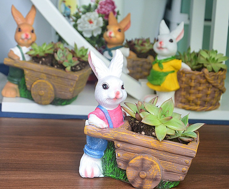 Succulent plant small flower pot rabbit flower pot resin ornament