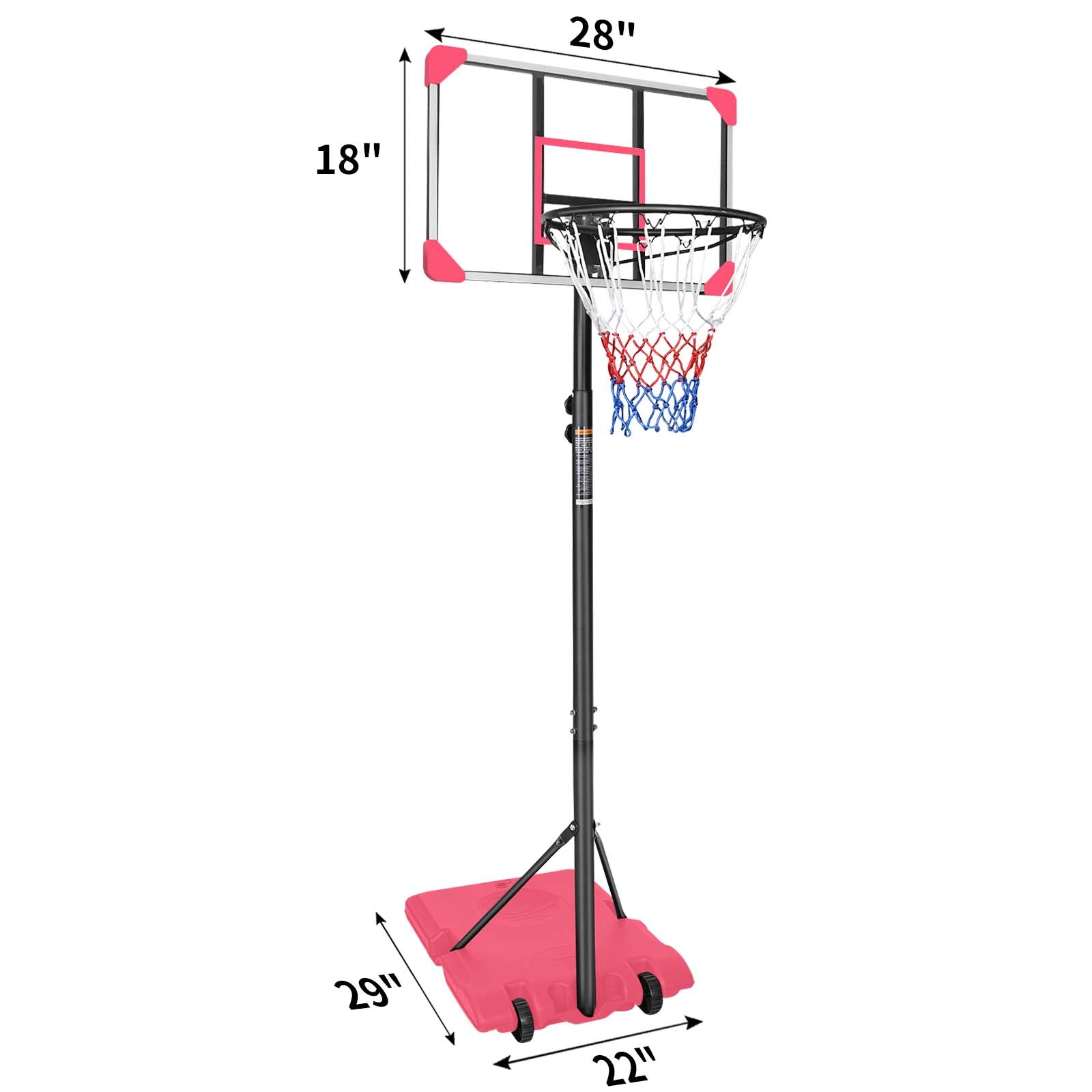Portable Basketball Goal System with Stable Base and Wheels use for Indoor Outdoor teenagers youth