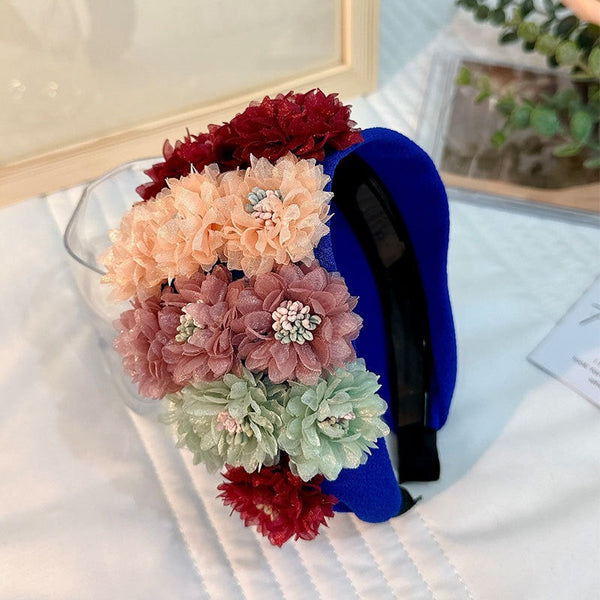 Flower series fashionable wide edge handmade fabric headband headband for women