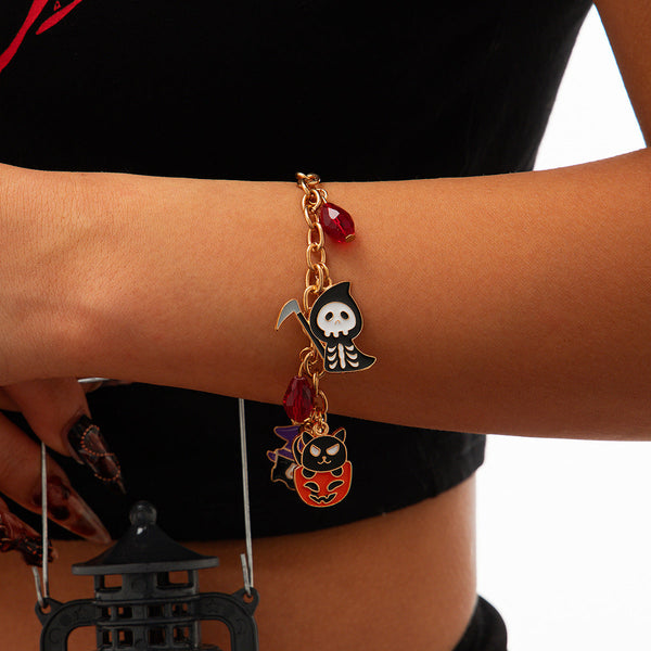 Halloween Party Ghost Bracelet Trendy Girl Pumpkin Festival Alloy Pendant Handmade Girl